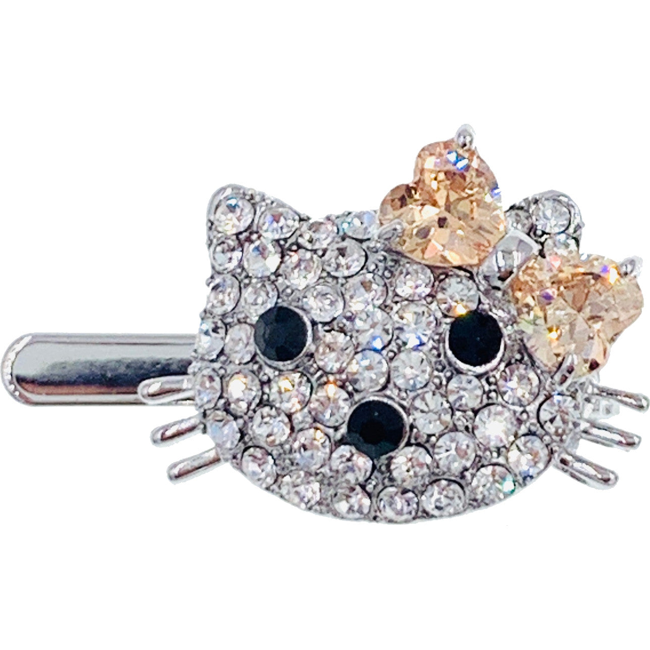 KITTY Magnetic Hair Clip use Swarovski ELM & Cubic Zirconia Crystals Hairpin Barrette Cats, Magnetic Clip - MOGHANT