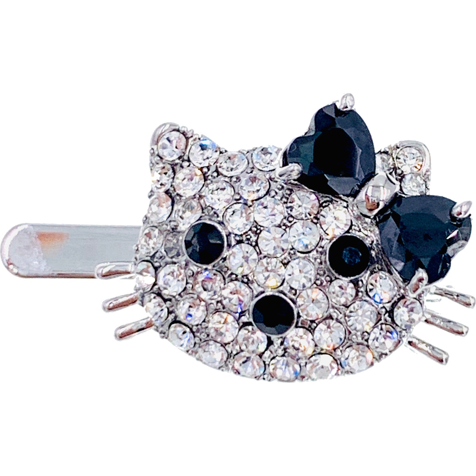 KITTY Magnetic Hair Clip use Swarovski ELM & Cubic Zirconia Crystals Hairpin Barrette Cats, Magnetic Clip - MOGHANT