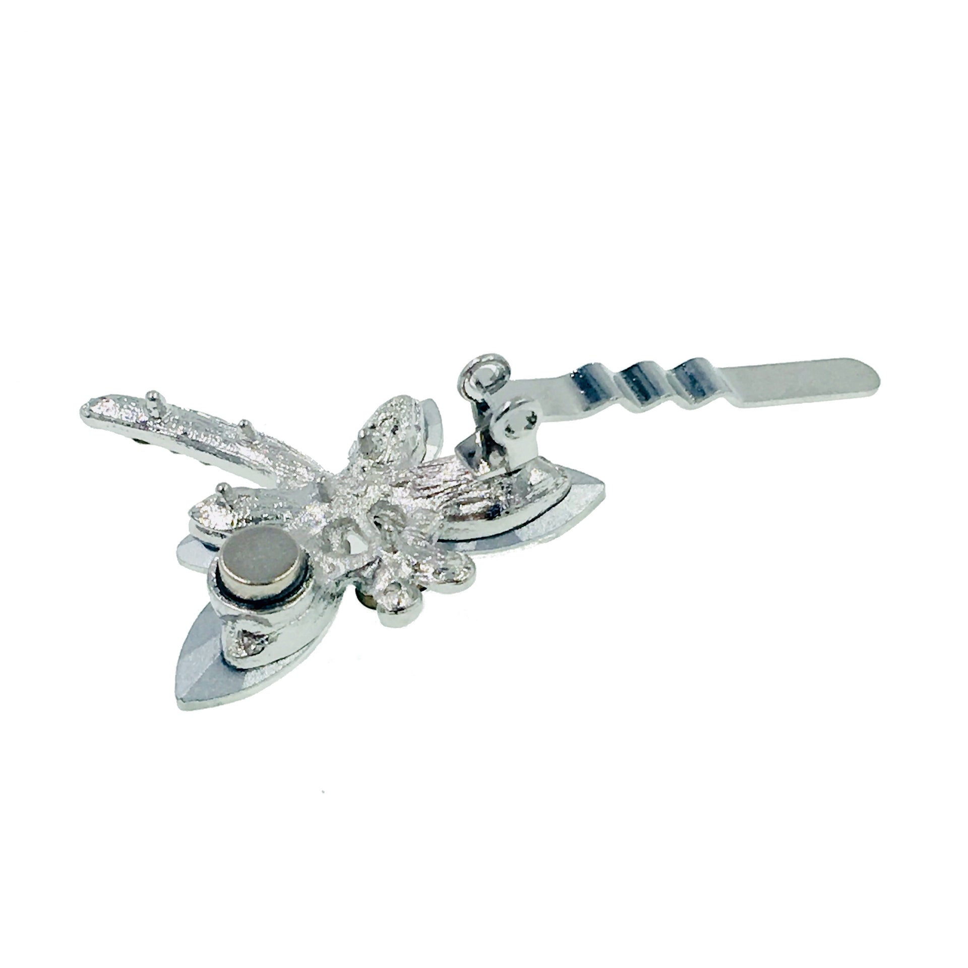 Dragonfly Magnetic Hair Clip use Rhinestone Crystal silver base, Magnetic Clip - MOGHANT