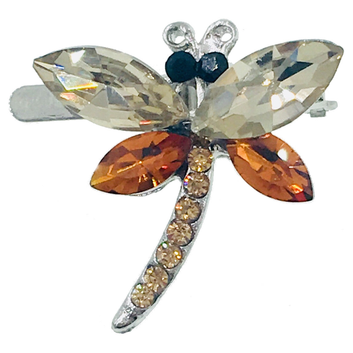 Dragonfly Magnetic Hair Clip use Rhinestone Crystal silver base, Magnetic Clip - MOGHANT
