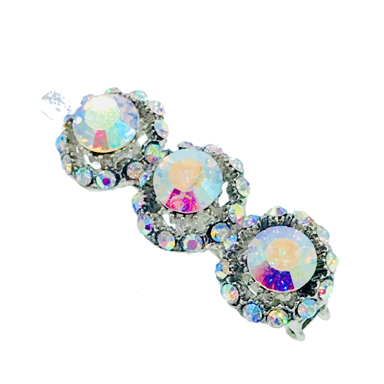 Sunflower Trio Magnetic Hair Clip use Rhinestone Crystal silver base, Magnetic Clip - MOGHANT