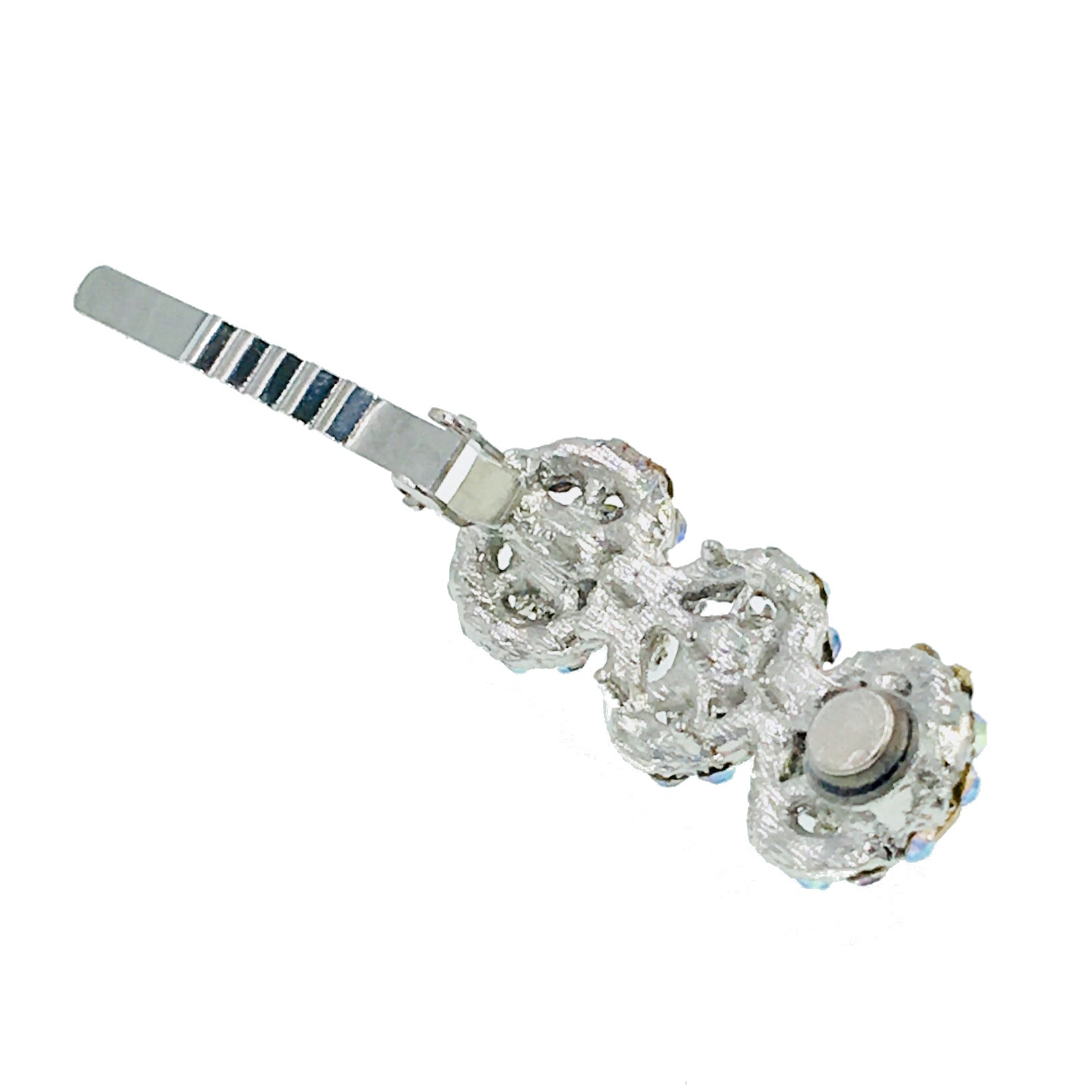 Sunflower Trio Magnetic Hair Clip use Rhinestone Crystal silver base, Magnetic Clip - MOGHANT