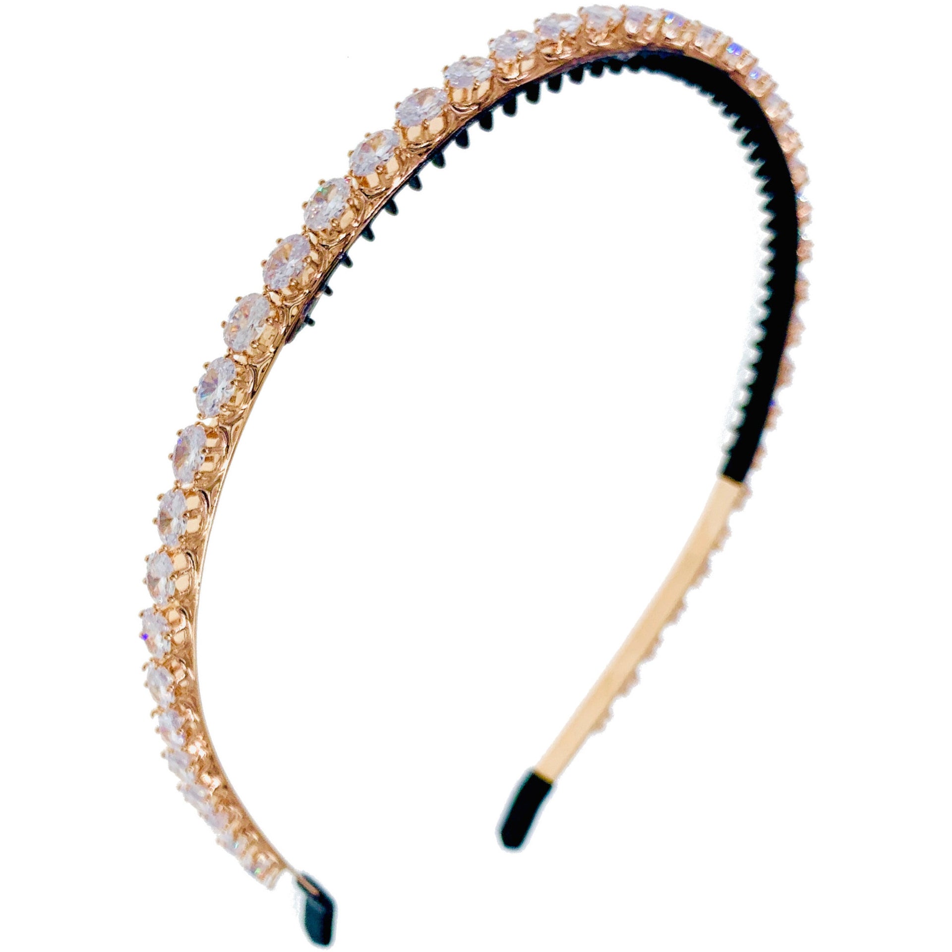 Charline Glam Leaf Headband Hairband use Cubic Zirconia CZ Crystal Gemstone Emerald Green Sapphire Blue Navy Hot Pink Champagne Rose Gold Silver, Headband - MOGHANT