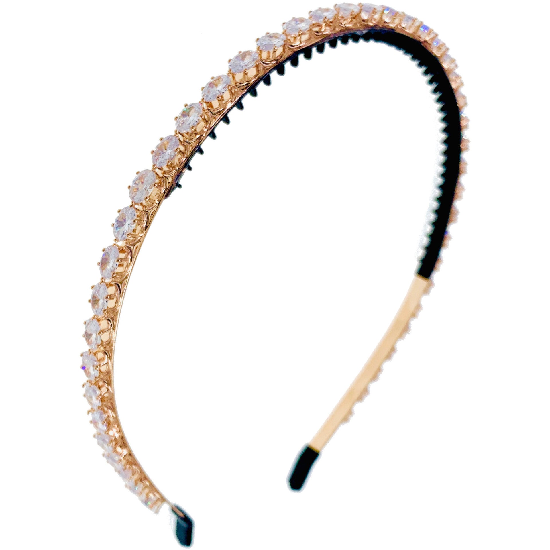 Charline Glam Leaf Headband Hairband use Cubic Zirconia CZ Crystal Gemstone Emerald Green Sapphire Blue Navy Hot Pink Champagne Rose Gold Silver, Headband - MOGHANT