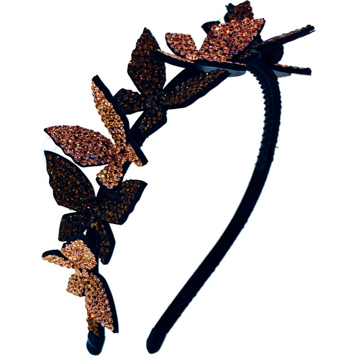 Larissa Headband Handmade Butterfly  Faux Leather Base use Swarovski Crystals Hairband, Headband - MOGHANT