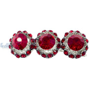 Sunflower Trio Magnetic Hair Clip use Rhinestone Crystal silver base, Magnetic Clip - MOGHANT