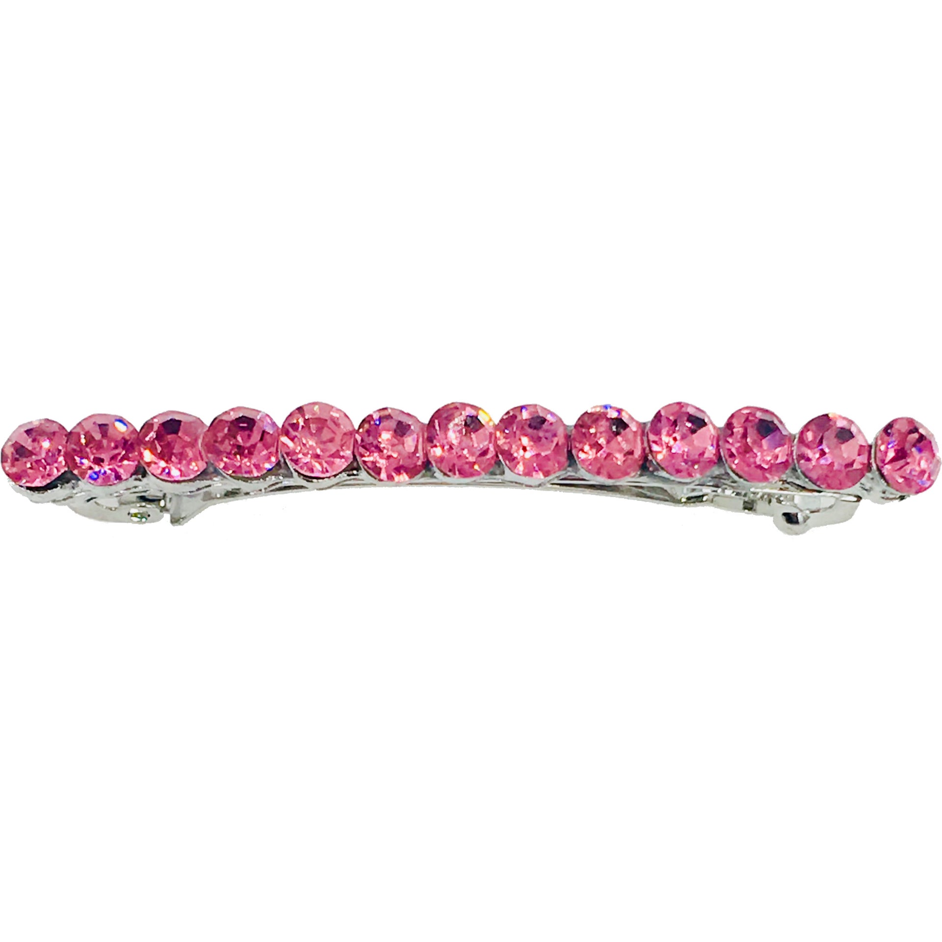 Modern Skinny Long Barrette use Rhinestone Crystal silver base Pink Brown Purple Green Gray Red Clear AB, Barrette - MOGHANT