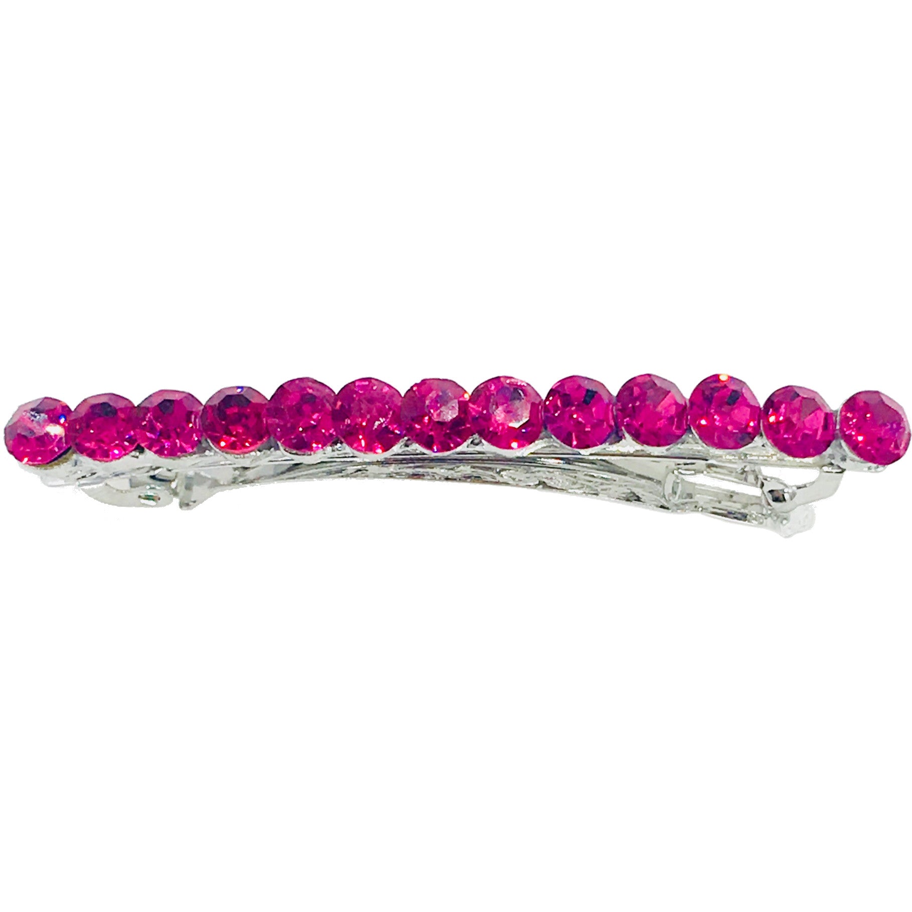 Modern Skinny Long Barrette use Rhinestone Crystal silver base Pink Brown Purple Green Gray Red Clear AB, Barrette - MOGHANT