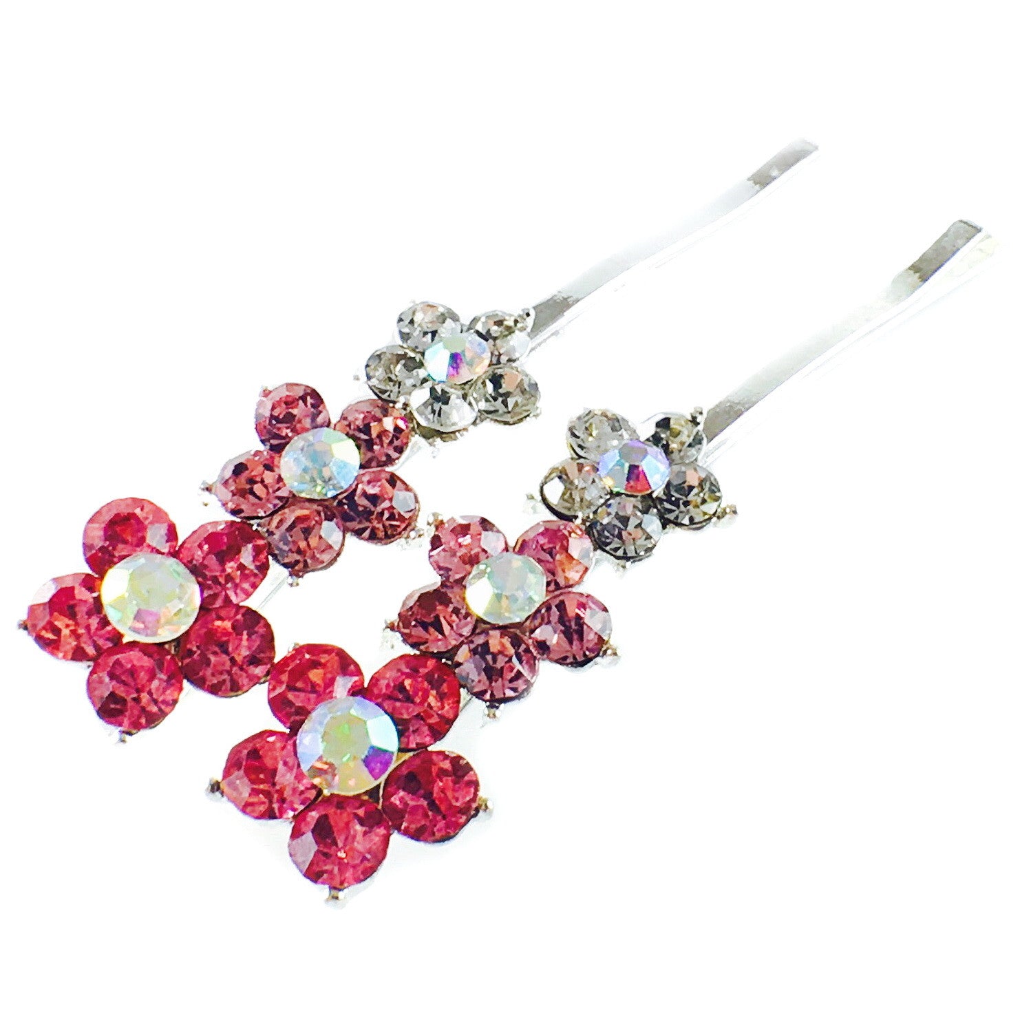 Flower Bobby Pin Pair Rhinestone Crystal (4 colors), Bobby Pin - MOGHANT