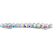 Modern Skinny Long Barrette use Rhinestone Crystal silver base Pink Brown Purple Green Gray Red Clear AB, Barrette - MOGHANT