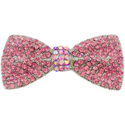 Bow Tie Barrette use Rhinestone Crystal silver base Pink Red Purple Blue Green Brown Clear AB, Barrette - MOGHANT