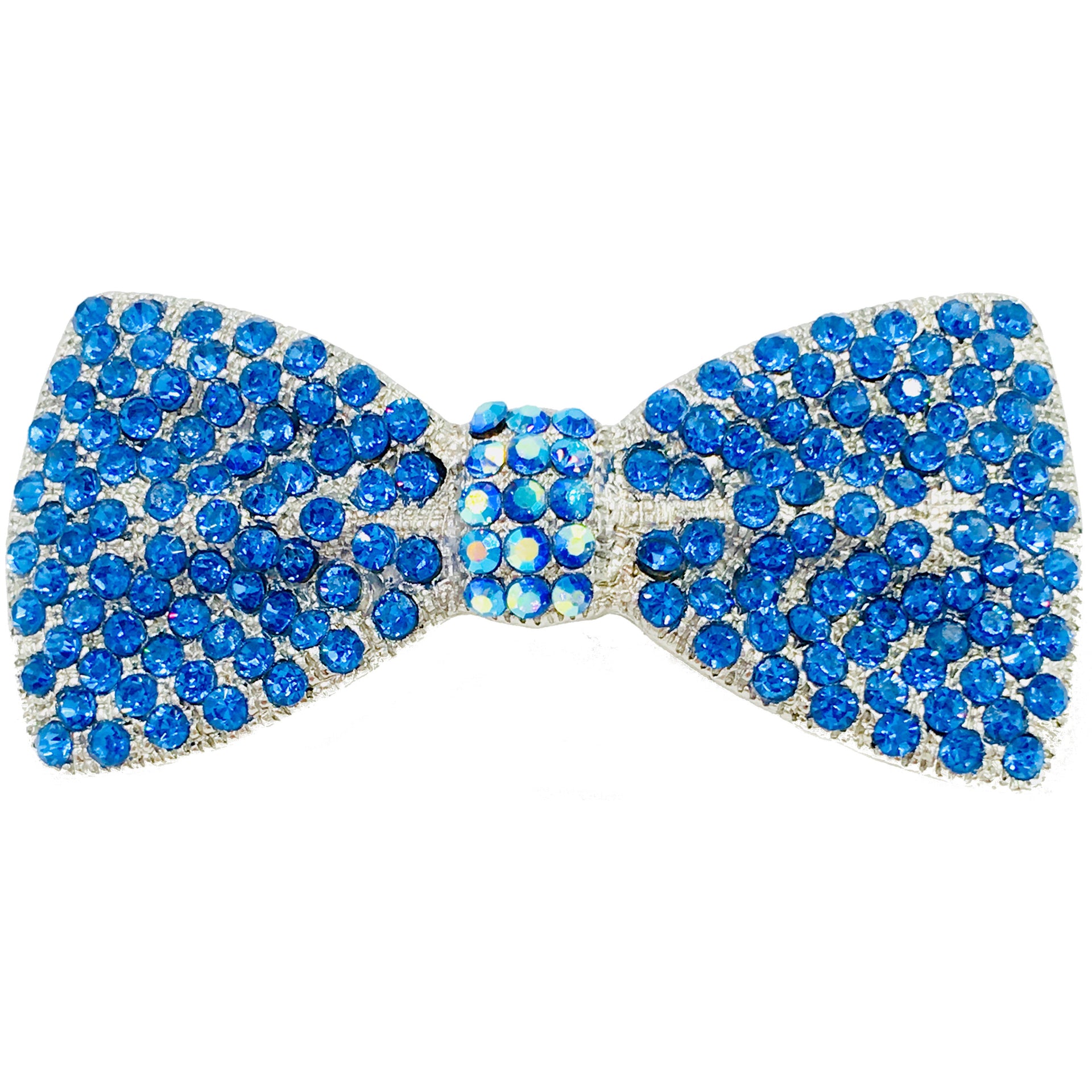 Bow Tie Barrette use Rhinestone Crystal silver base Pink Red Purple Blue Green Brown Clear AB, Barrette - MOGHANT