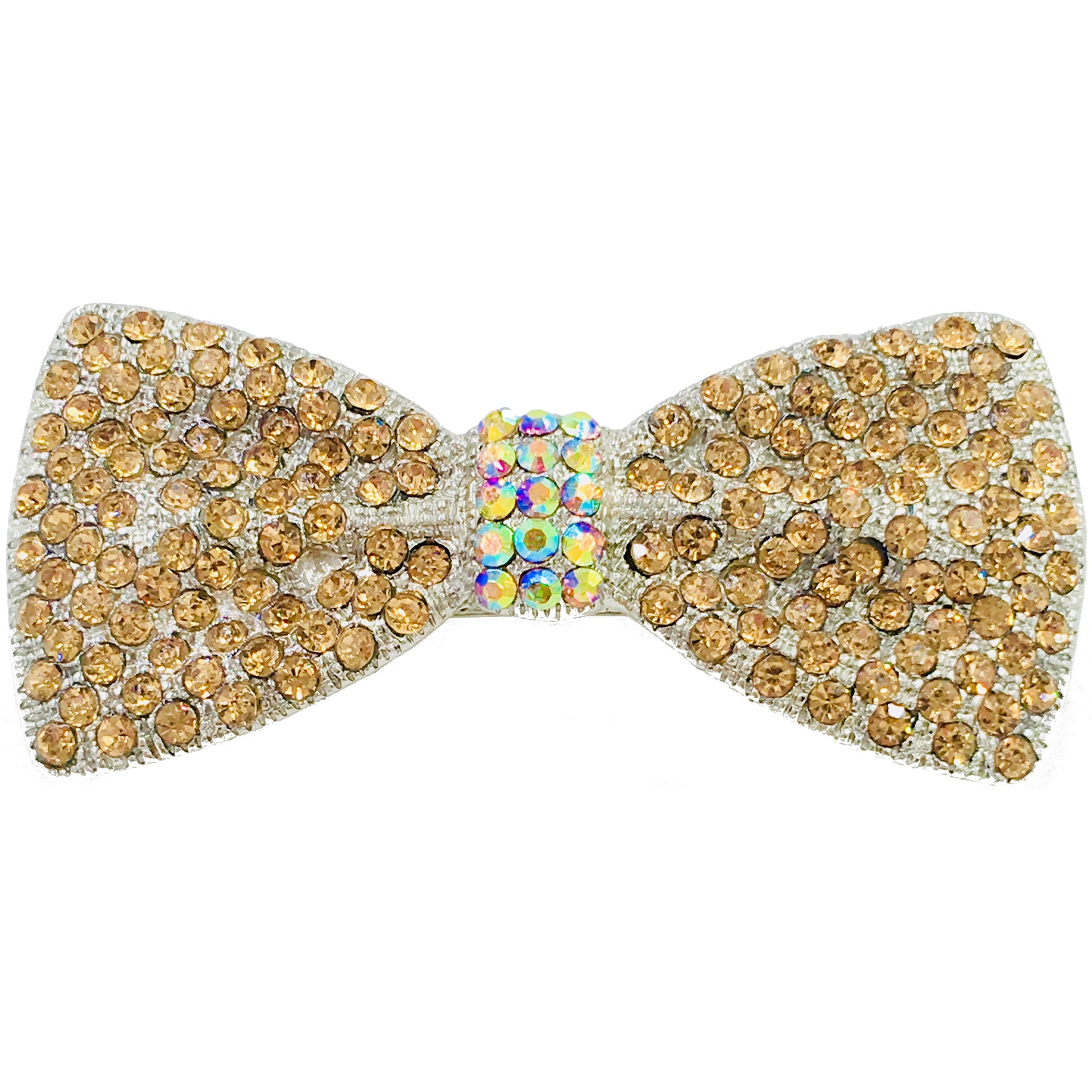 Bow Tie Barrette use Rhinestone Crystal silver base Pink Red Purple Blue Green Brown Clear AB, Barrette - MOGHANT