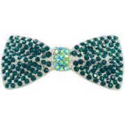 Bow Tie Barrette use Rhinestone Crystal silver base Pink Red Purple Blue Green Brown Clear AB, Barrette - MOGHANT