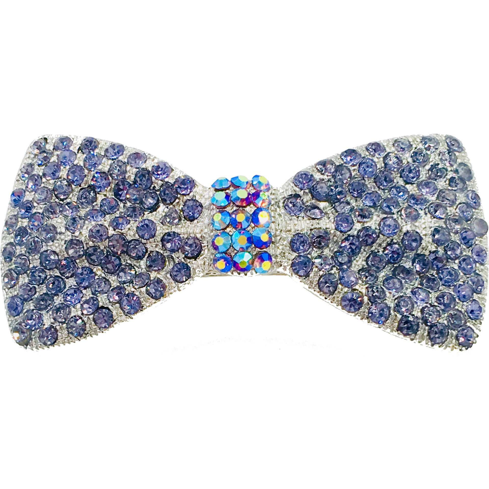 Bow Tie Barrette use Rhinestone Crystal silver base Pink Red Purple Blue Green Brown Clear AB, Barrette - MOGHANT
