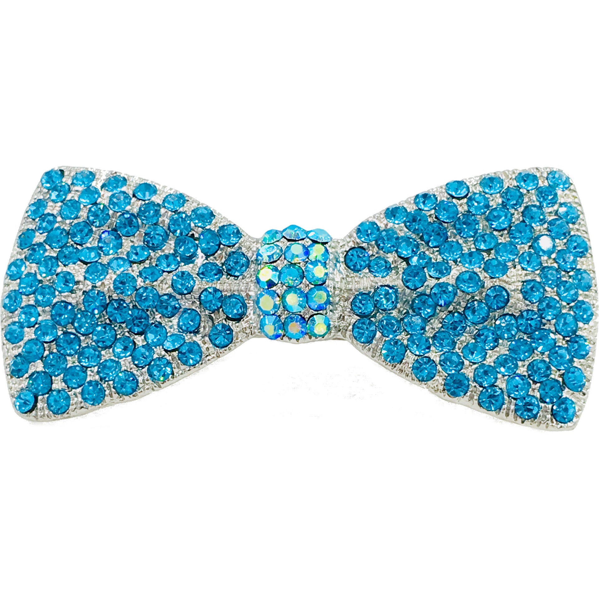 Bow Tie Barrette use Rhinestone Crystal silver base Pink Red Purple Blue Green Brown Clear AB, Barrette - MOGHANT