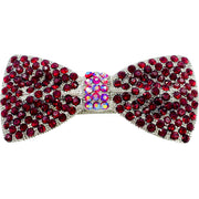 Bow Tie Barrette use Rhinestone Crystal silver base Pink Red Purple Blue Green Brown Clear AB, Barrette - MOGHANT