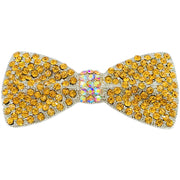 Bow Tie Barrette use Rhinestone Crystal silver base Pink Red Purple Blue Green Brown Clear AB, Barrette - MOGHANT