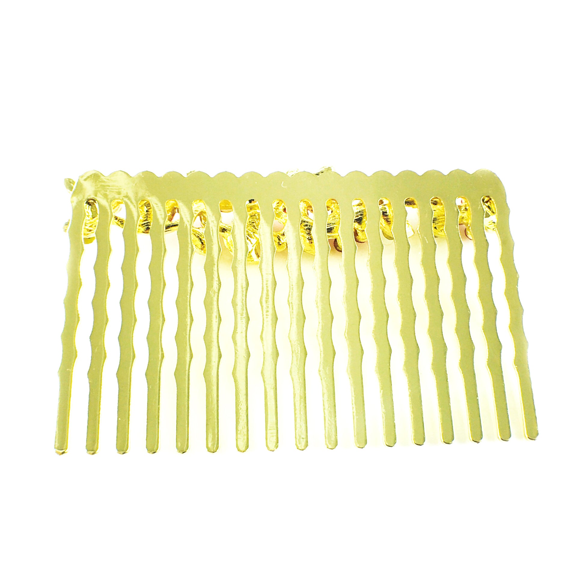 Hair Comb Rhinestone Crystal Vintage Simple Flower Gold AB, Hair Comb - MOGHANT