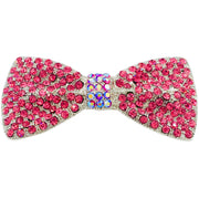 Bow Tie Barrette use Rhinestone Crystal silver base Pink Red Purple Blue Green Brown Clear AB, Barrette - MOGHANT