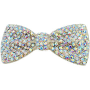 Bow Tie Barrette use Rhinestone Crystal silver base Pink Red Purple Blue Green Brown Clear AB, Barrette - MOGHANT