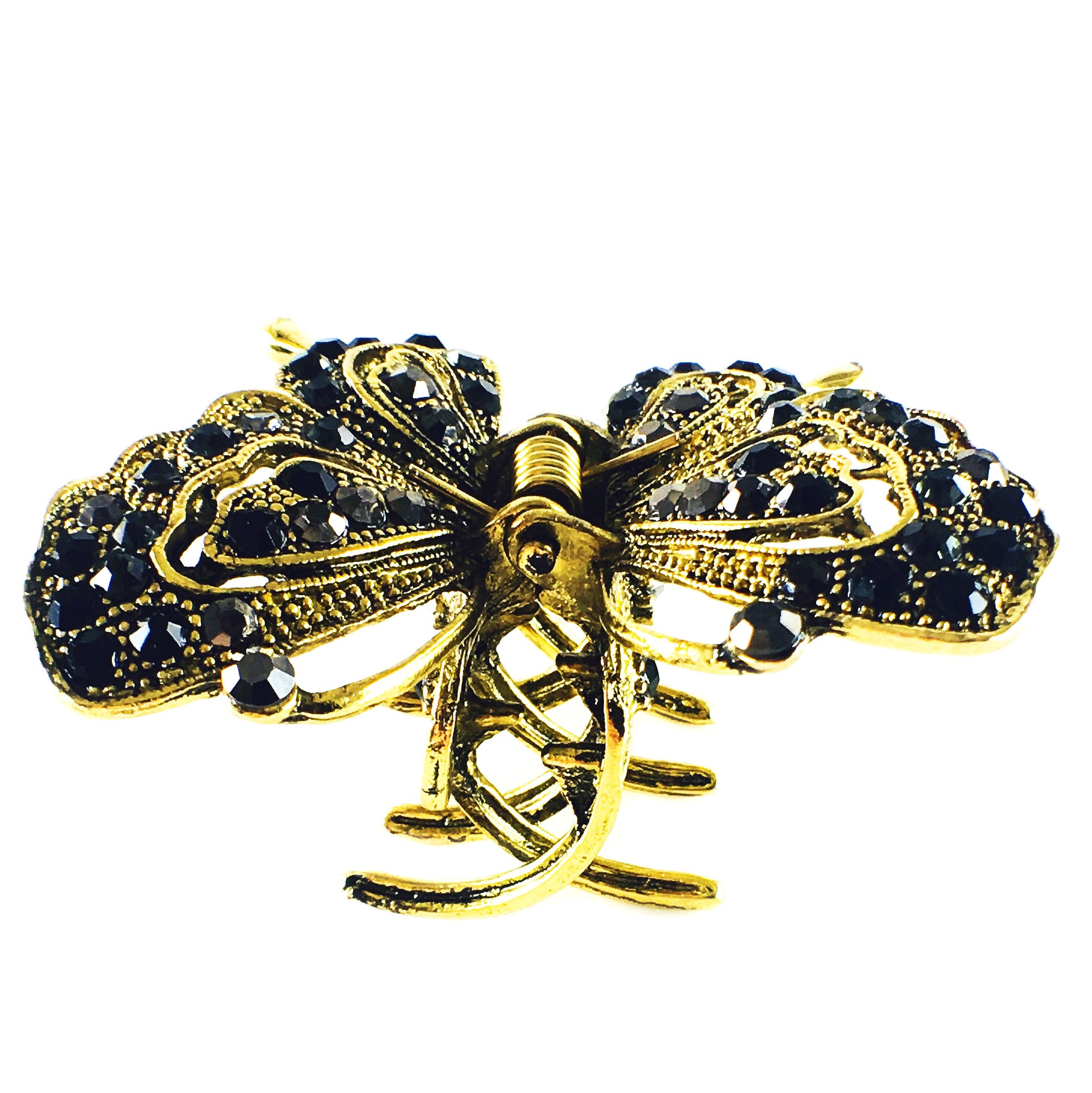 Butterfly Hair Claw Jaw Clip use Rhinestone Crystal Black Gold, Hair Claw - MOGHANT