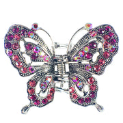 Butterfly Hair Claw Jaw Clip use Rhinestone Crystal Silver Pink Voilet, Hair Claw - MOGHANT