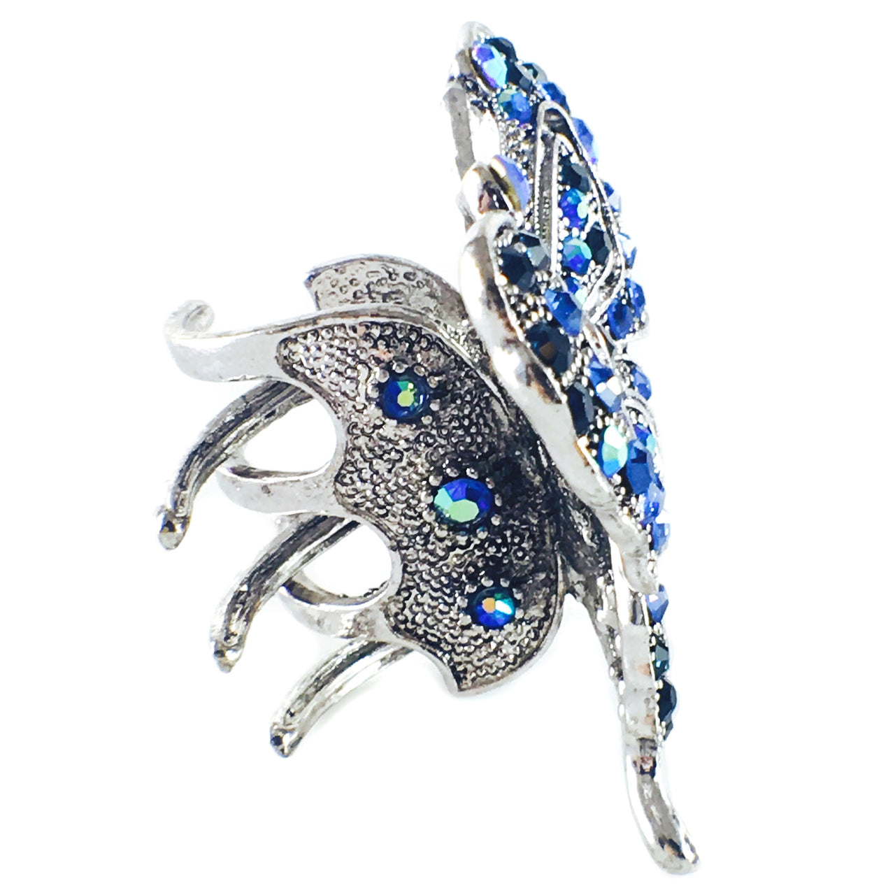 Butterfly Hair Claw Jaw Clip use Rhinestone Crystal Silver Blue Navy, Hair Claw - MOGHANT