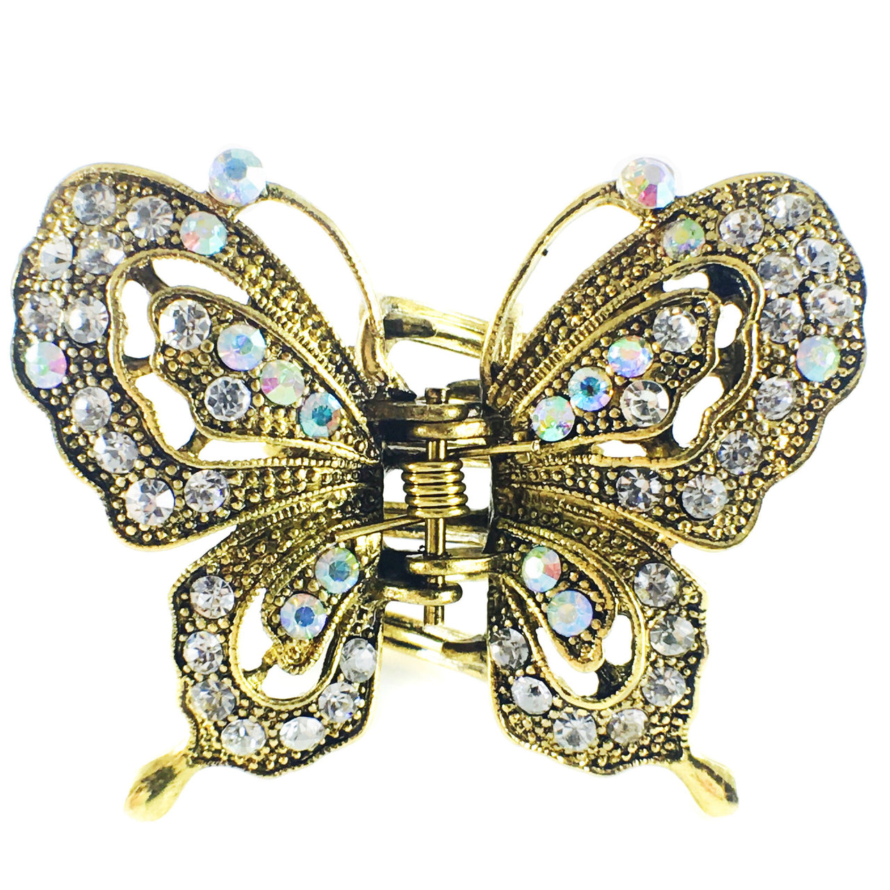 Butterfly Hair Claw Jaw Clip use Rhinestone Crystal AB Bronze Vintage Gold, Hair Claw - MOGHANT