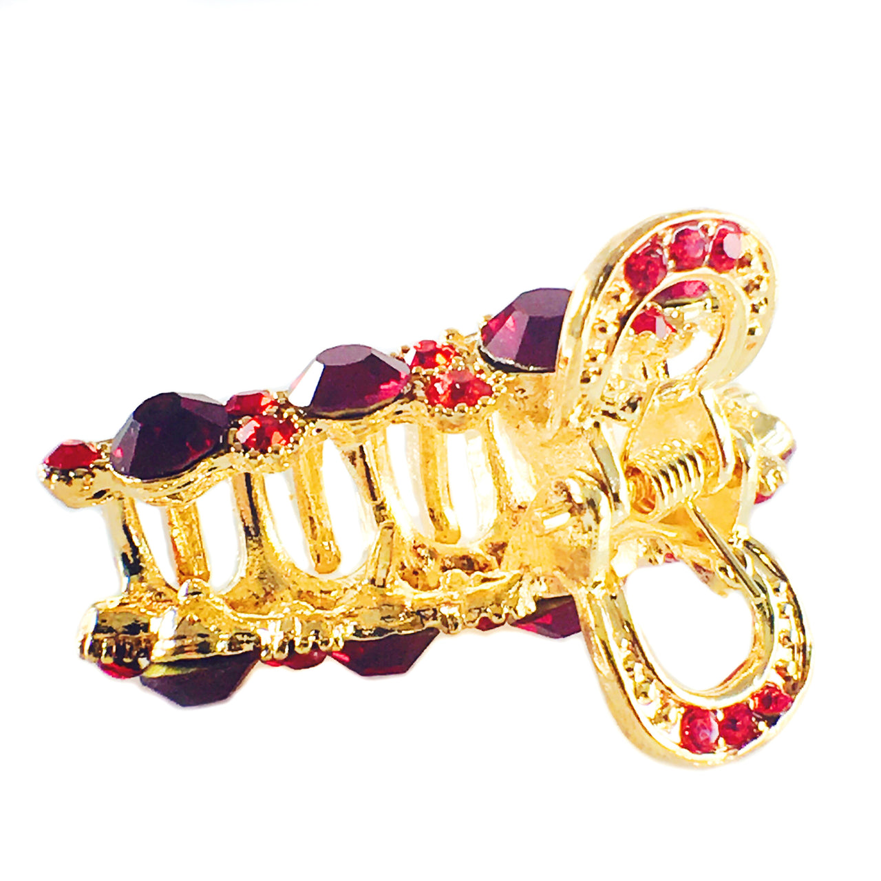Crescent Hair Claw Jaw Clip use Rhinestone Crystal Gold Red, Hair Claw - MOGHANT