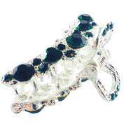 Crescent Hair Claw Jaw Clip use Rhinestone Crystal Silver Green Peacock, Hair Claw - MOGHANT