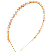 Ana Glam Simple Headband Hairband use Cubic Zirconia Crystal Gemstone Wedding Bridal Prom Dance, Headband - MOGHANT