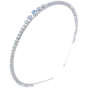 Aurore Glam Simple Headband Hairband use Cubic Zirconia Crystal Gemstone Wedding Bridal Prom Dance, Headband - MOGHANT