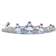 Rosaria Crown Tiara Barrette Hairpin Cubic Zirconia and Swarovski Elemental Crystals silver base clear purple pink navy blue, Barrette - MOGHANT