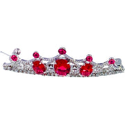 Rosaria Crown Tiara Barrette Hairpin Cubic Zirconia and Swarovski Elemental Crystals silver base clear purple pink navy blue, Barrette - MOGHANT