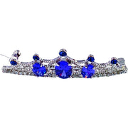 Rosaria Crown Tiara Barrette Hairpin Cubic Zirconia and Swarovski Elemental Crystals silver base clear purple pink navy blue, Barrette - MOGHANT