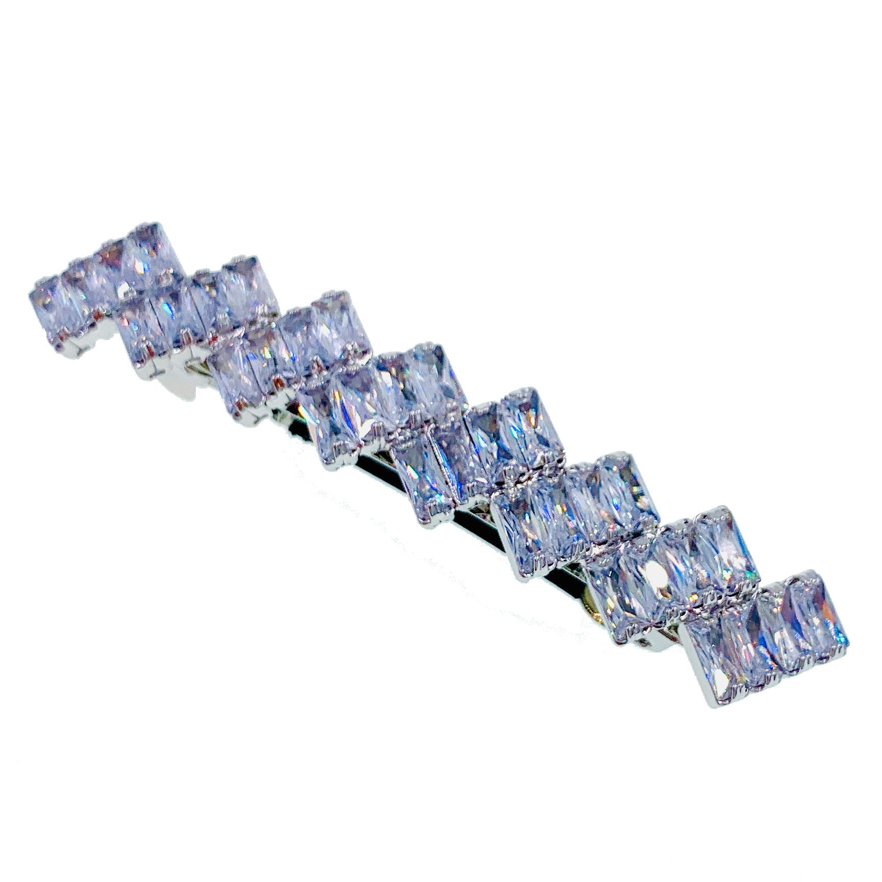 Odille Glam Simple Barrette use Swarovski and Cubic Zirconia Crystal Silver Clear Wedding Bridal Prom Gift, Barrette - MOGHANT