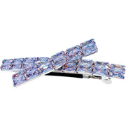 Lottie Glam Bow Barrette use Swarovski and Cubic Zirconia Crystal Silver Clear Wedding Bridal Prom Party, Barrette - MOGHANT