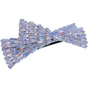Nicole Large Glam Bow Barrette use Swarovski and Cubic Zirconia Crystal Silver Clear Wedding Bridal Prom Party, Barrette - MOGHANT
