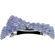 Nicole Large Glam Bow Barrette use Swarovski and Cubic Zirconia Crystal Silver Clear Wedding Bridal Prom Party, Barrette - MOGHANT