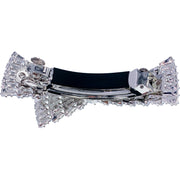 Nicole Large Glam Bow Barrette use Swarovski and Cubic Zirconia Crystal Silver Clear Wedding Bridal Prom Party, Barrette - MOGHANT