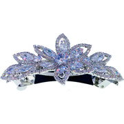 Alphonsine Glam Flower Barrette use Swarovski and Cubic Zirconia Crystal Silver Clear Wedding Bridal Prom Gift, Barrette - MOGHANT