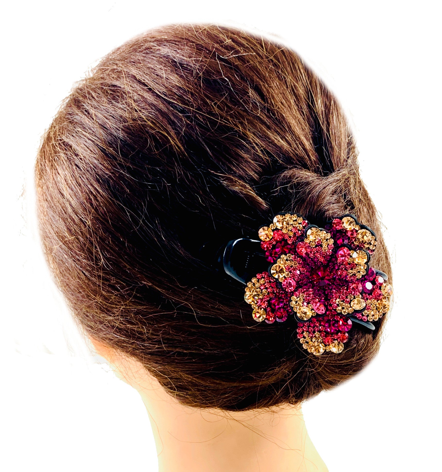 Viviane Handmade Leather Acrylic Flower Hair Claw JAW  use Swarovski Elemental Crystal, Hair Claw - MOGHANT
