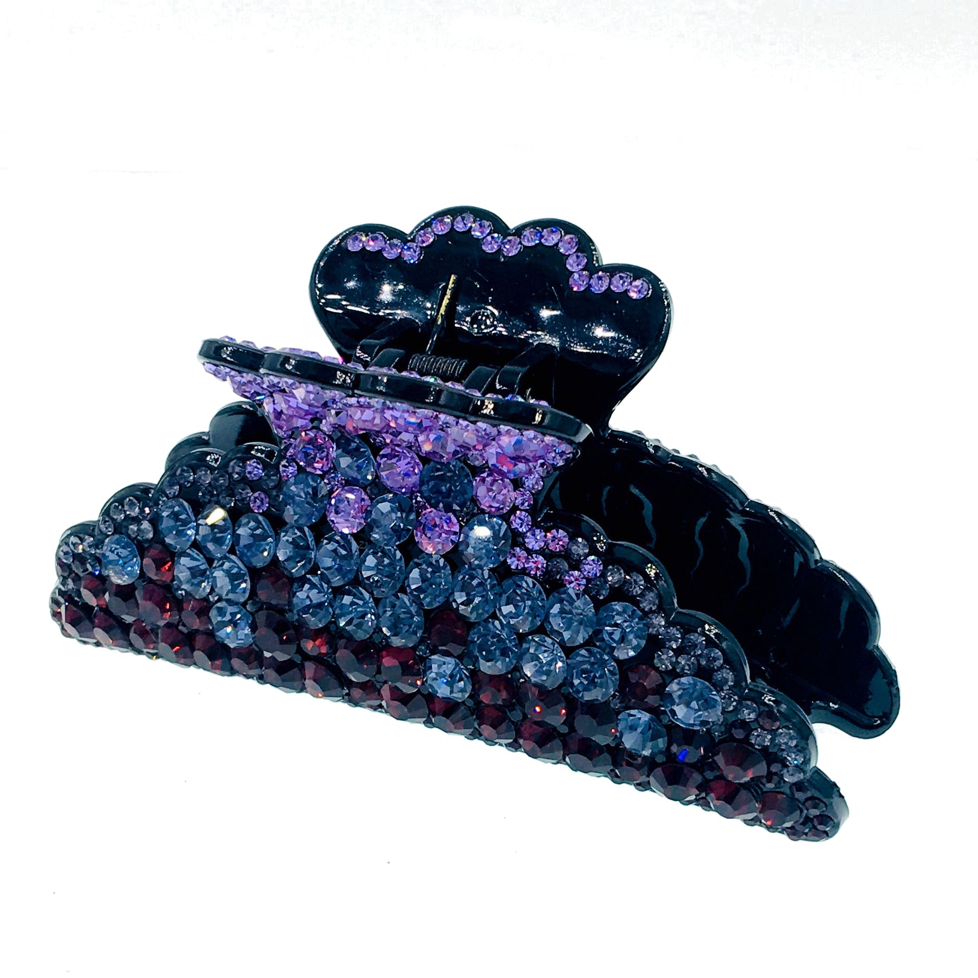 Crescent Hair Claw Jaw Clip Handmade use Swarovski Crystal acrylic base Multi-color Blue Purple, Hair Claw - MOGHANT