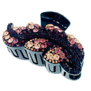 Floating Leaves Hair Claw Jaw Clip Handmade use Swarovski Crystal acrylic base Brown Purple, Hair Claw - MOGHANT