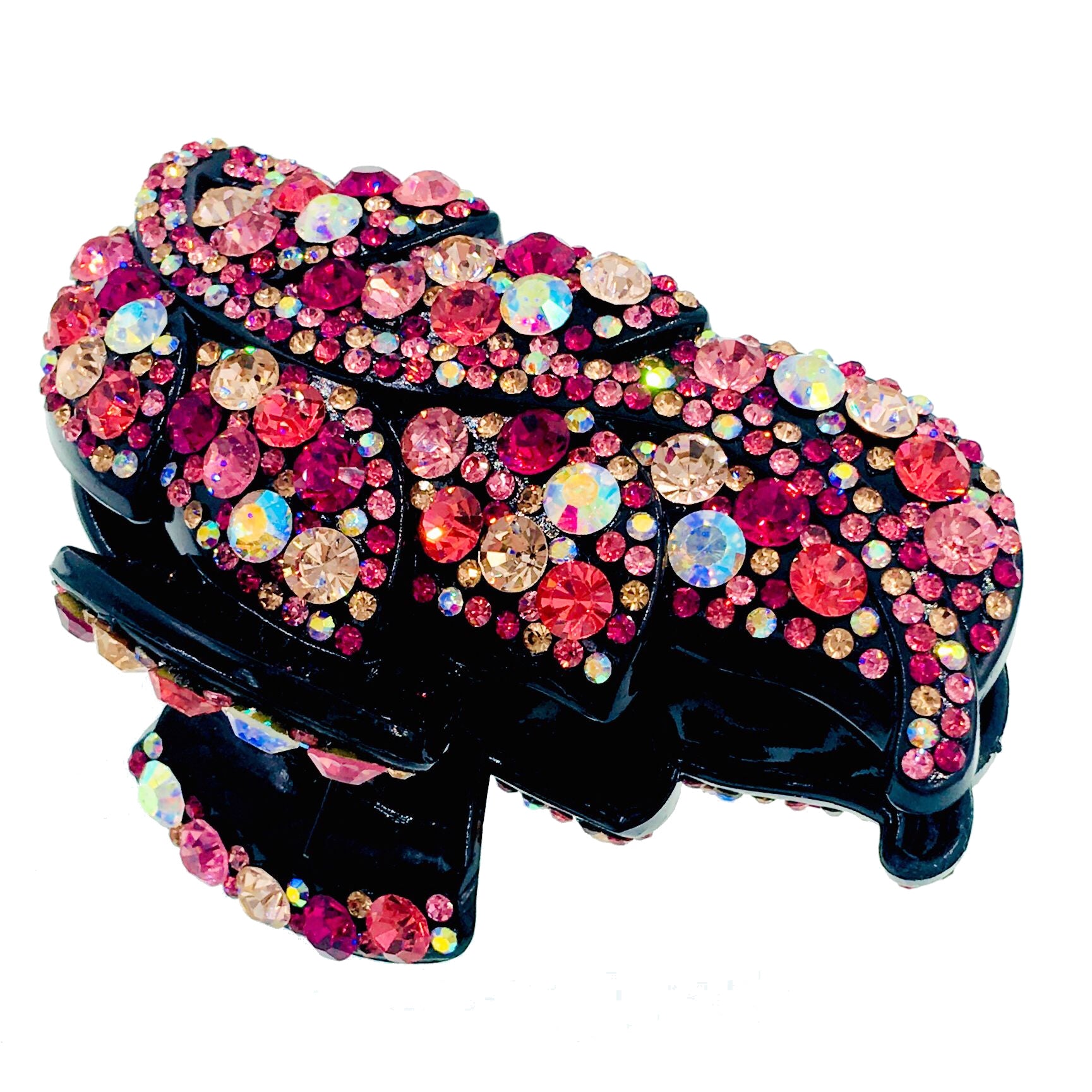 Floating Leaves Hair Claw Jaw Clip Handmade use Swarovski Crystal acrylic base Multi-color Pink Brown AB, Hair Claw - MOGHANT