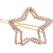 Bellerose Open Geo Shape Hair Clip Barrette Rhinestone Crystal Clear Silver Gold White Pearl, Hair Clip - MOGHANT