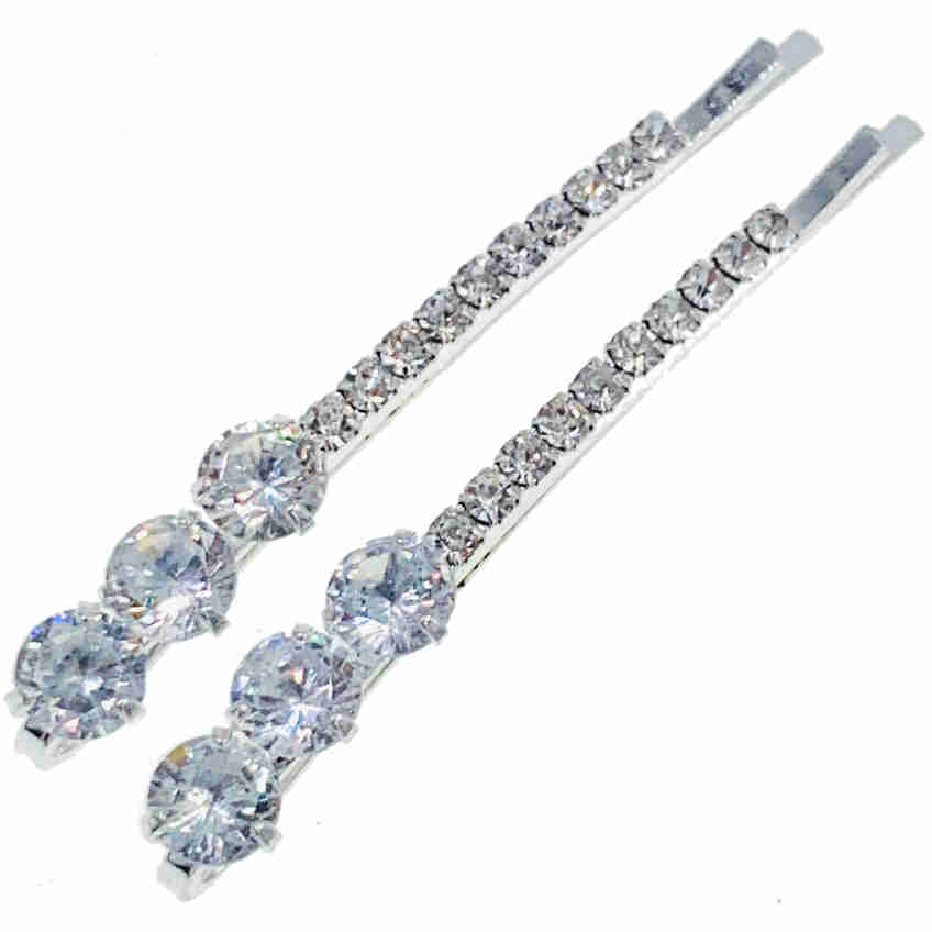 Vania Simple bobby pin silver Cubic Zirconia Crystals