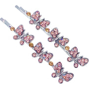 Trista Butterfly Bobby Pin Pair Austria Crystal Silver Blue Pink Purple Brown, Bobby Pin - MOGHANT