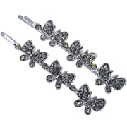 Trista Butterfly Bobby Pin Pair Austria Crystal Silver Blue Pink Purple Brown, Bobby Pin - MOGHANT